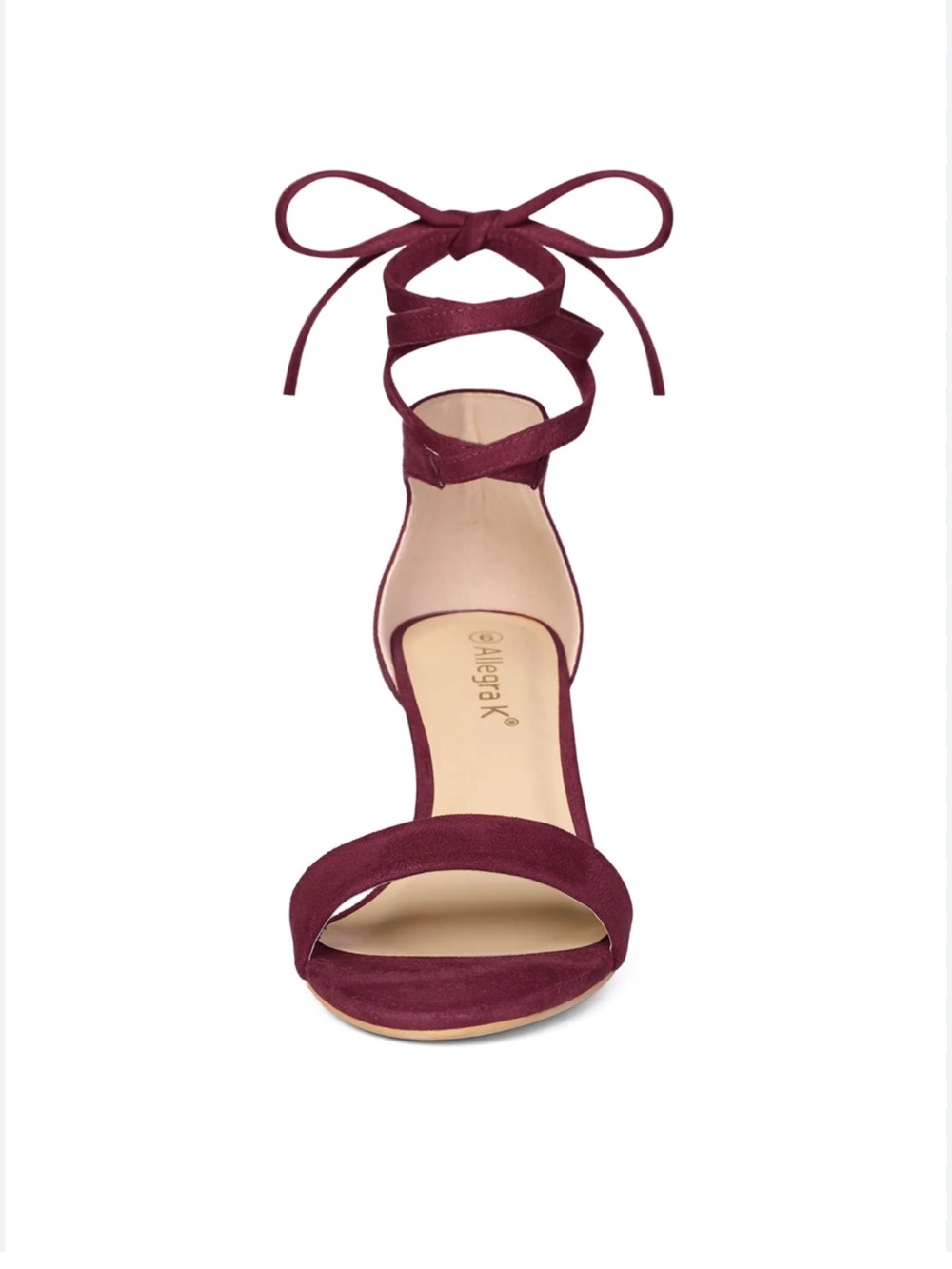 Allegra K Burgundy Suede Lace-Up Block Heel Sandals size 5 new